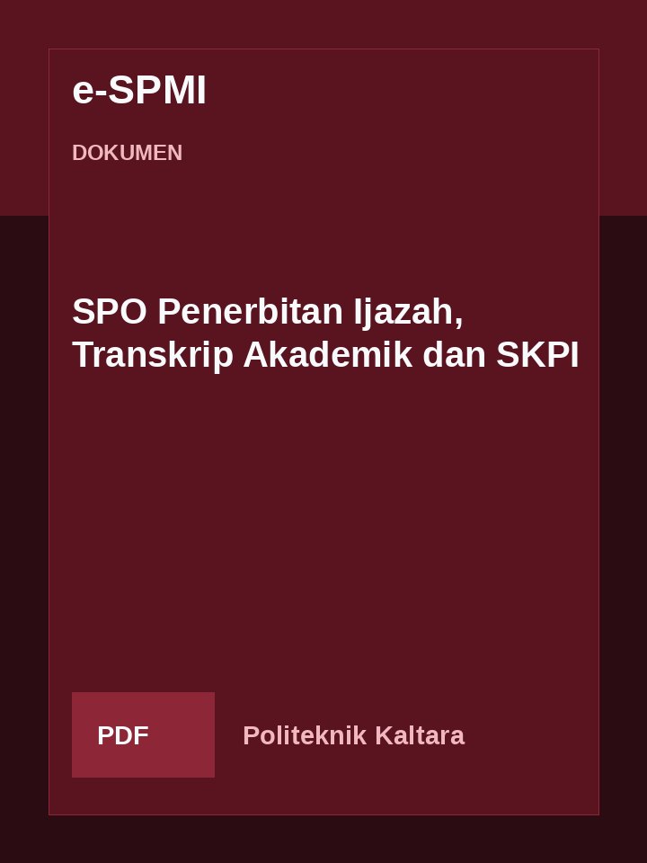 Cover SPO Penerbitan Ijazah, Transkrip Akademik dan SKPI
