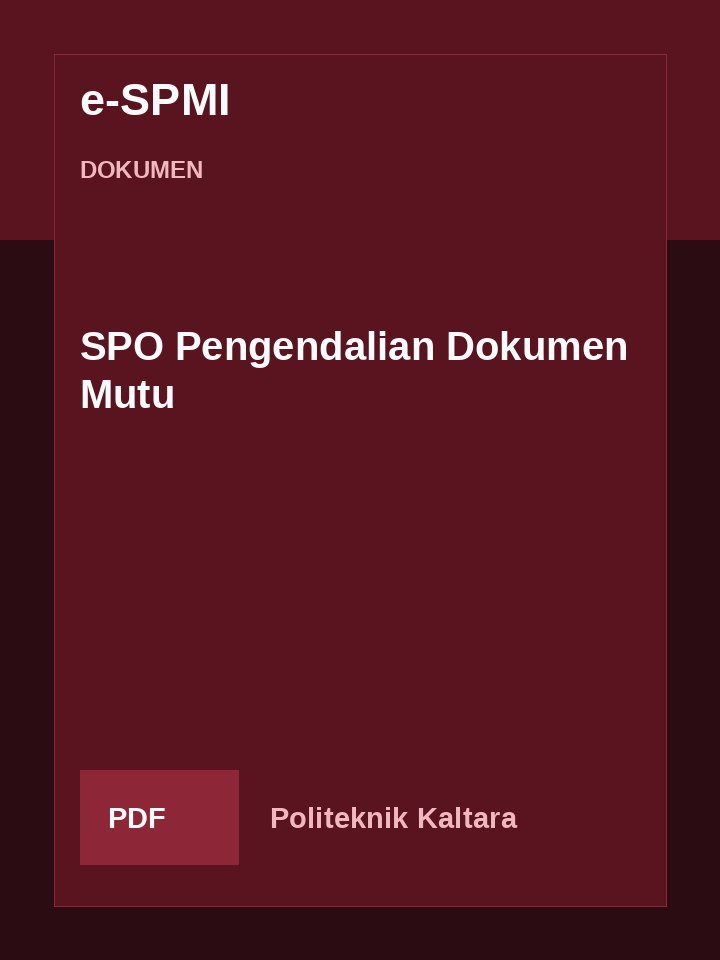 Cover SPO Pengendalian Dokumen Mutu