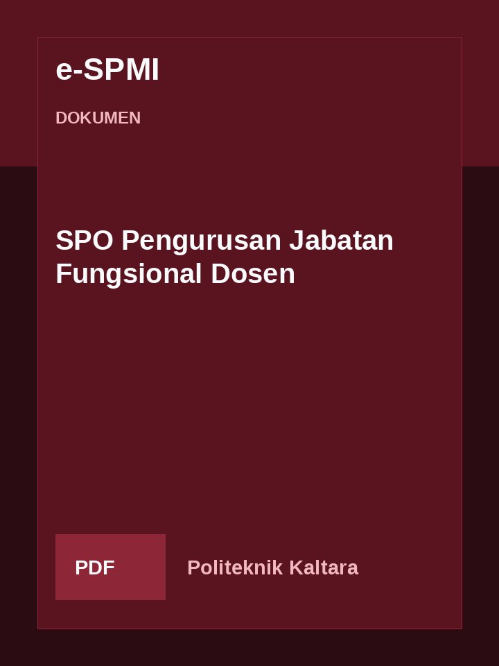 Cover SPO Pengurusan Jabatan Fungsional Dosen