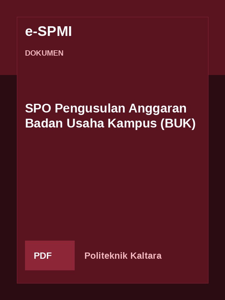 Cover SPO Pengusulan Anggaran Badan Usaha Kampus (BUK)