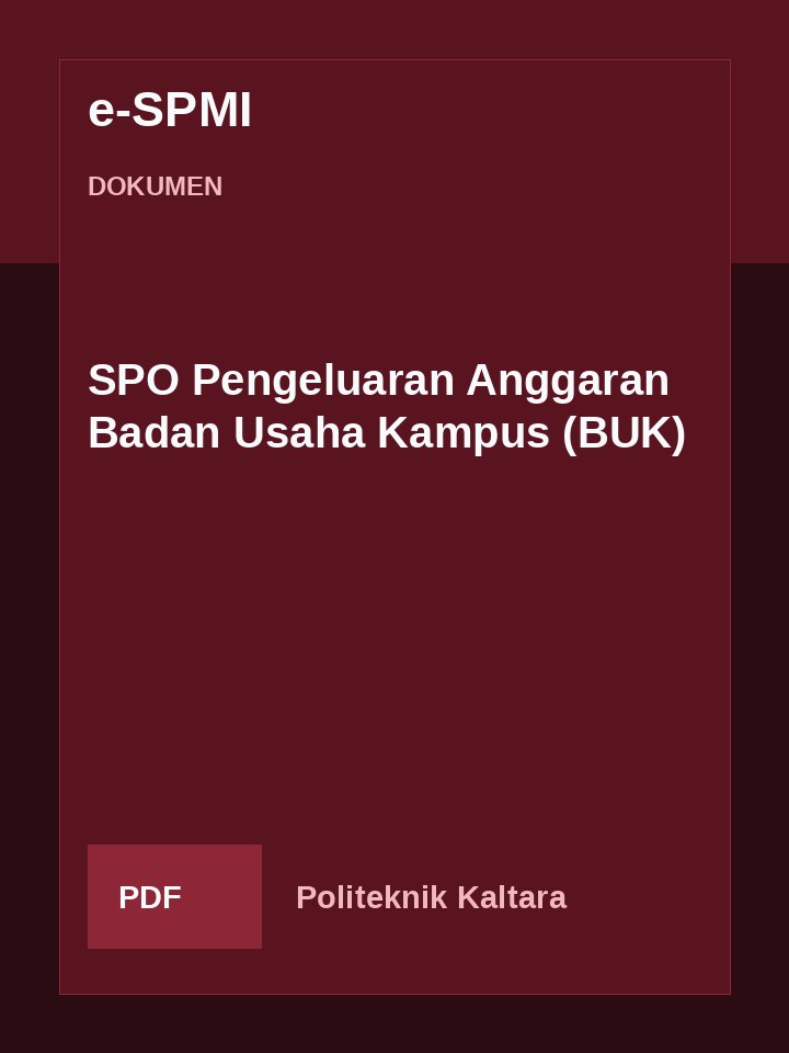 Cover SPO Pengeluaran Anggaran Badan Usaha Kampus (BUK)