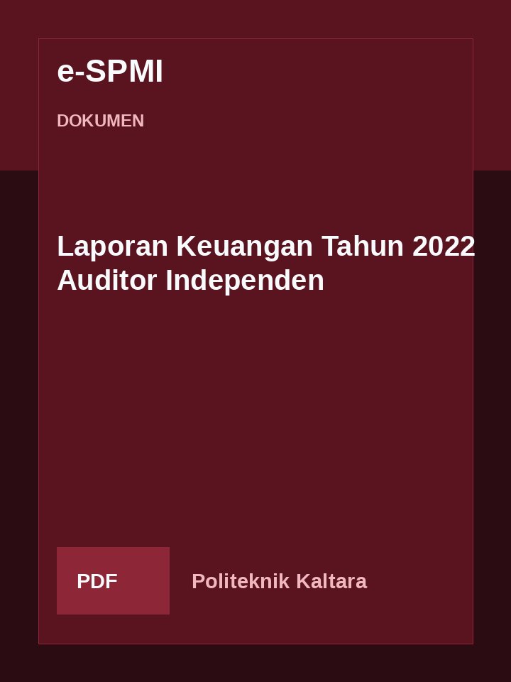 Cover Laporan Keuangan Tahun 2022 Auditor Independen