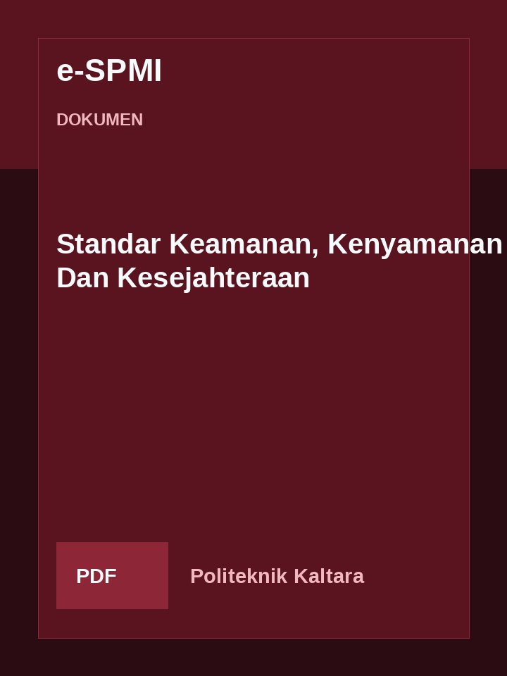 Cover Standar Keamanan, Kenyamanan Dan Kesejahteraan