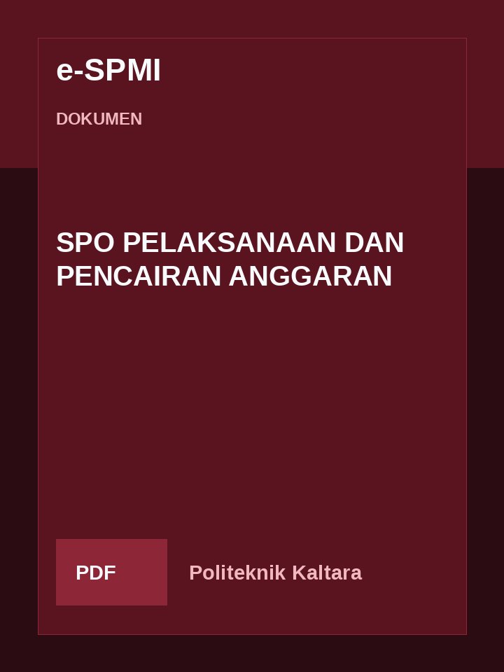 Cover SPO PELAKSANAAN DAN PENCAIRAN ANGGARAN