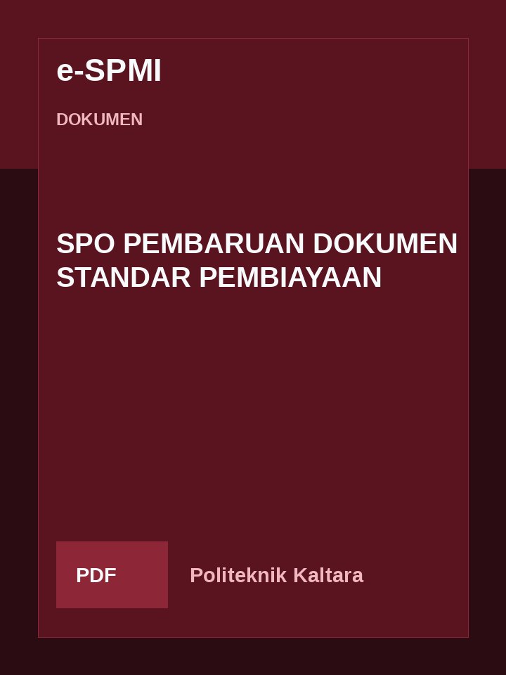 Cover SPO PEMBARUAN DOKUMEN STANDAR PEMBIAYAAN