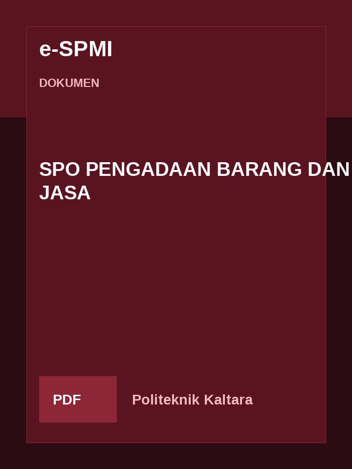 Cover SPO PENGADAAN BARANG DAN JASA