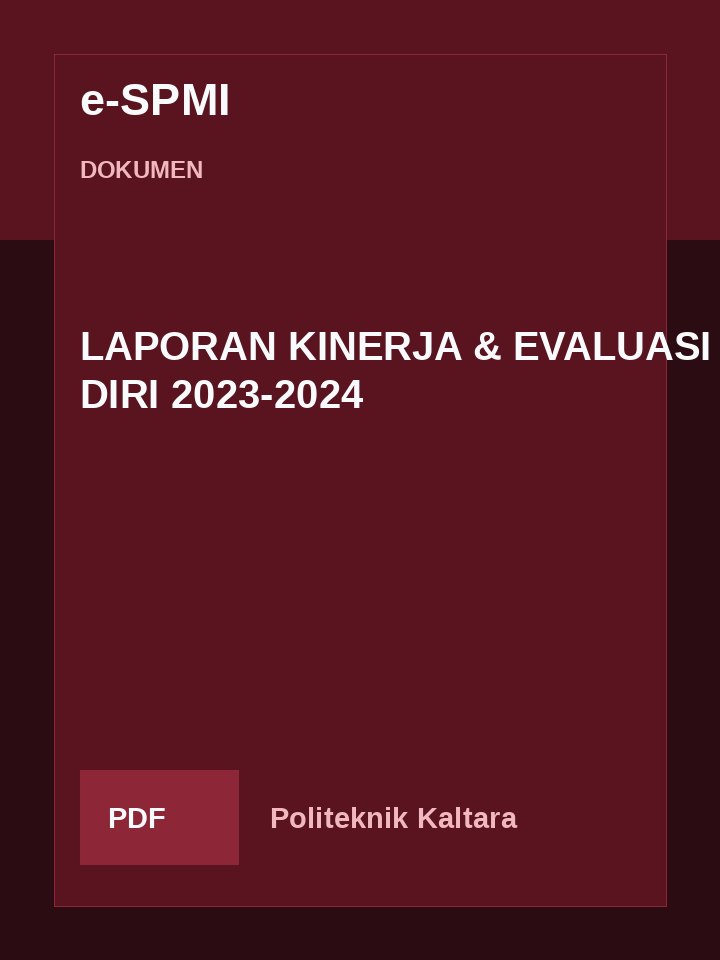 Cover LAPORAN KINERJA &  EVALUASI DIRI 2023-2024