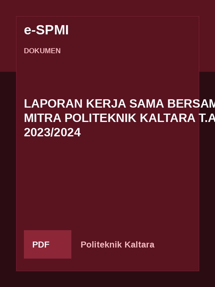 Cover LAPORAN KERJA SAMA BERSAMA MITRA POLITEKNIK KALTARA T.A 2023/2024