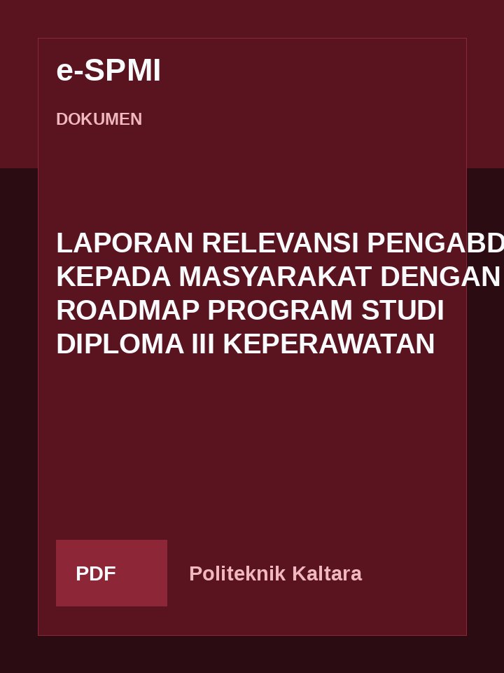 Cover LAPORAN RELEVANSI PENGABDIAN KEPADA MASYARAKAT DENGAN ROADMAP PROGRAM STUDI DIPLOMA III KEPERAWATAN