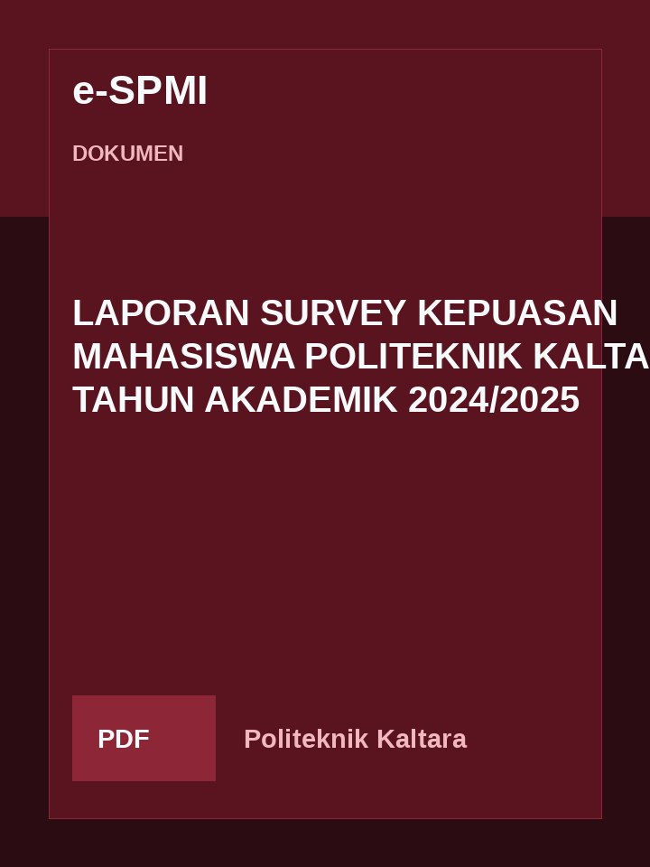 Cover LAPORAN SURVEY KEPUASAN MAHASISWA  POLITEKNIK KALTARA TAHUN AKADEMIK 2024/2025