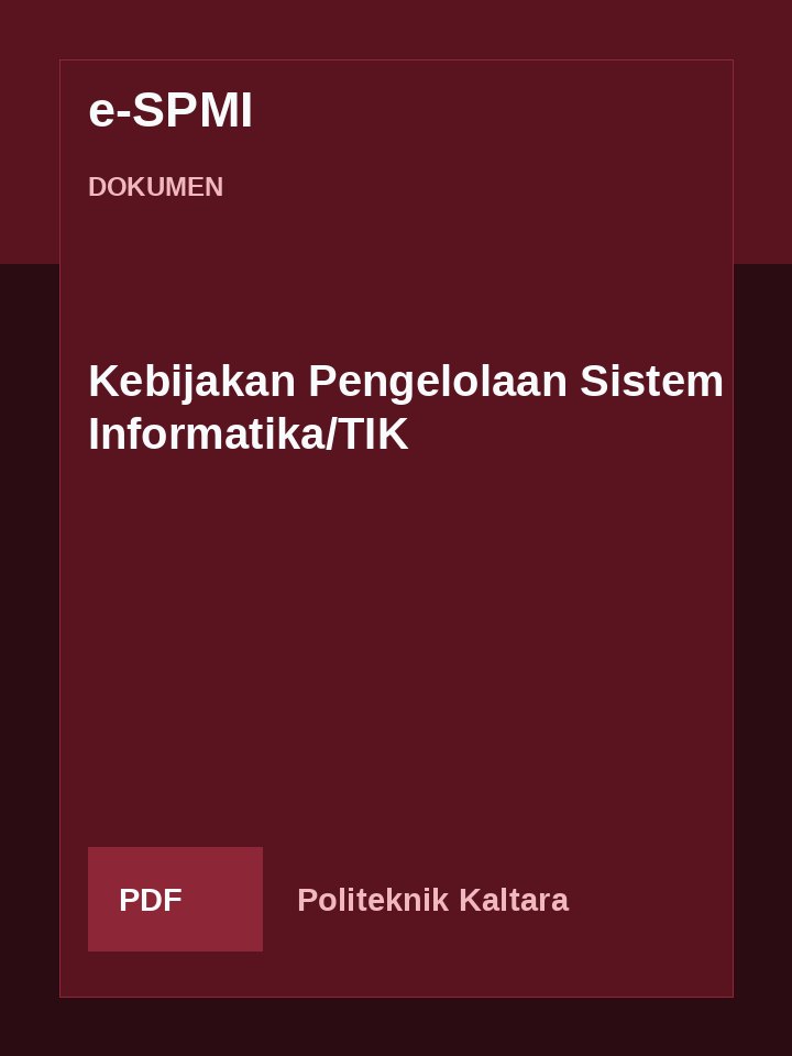 Cover Kebijakan Pengelolaan Sistem Informatika/TIK