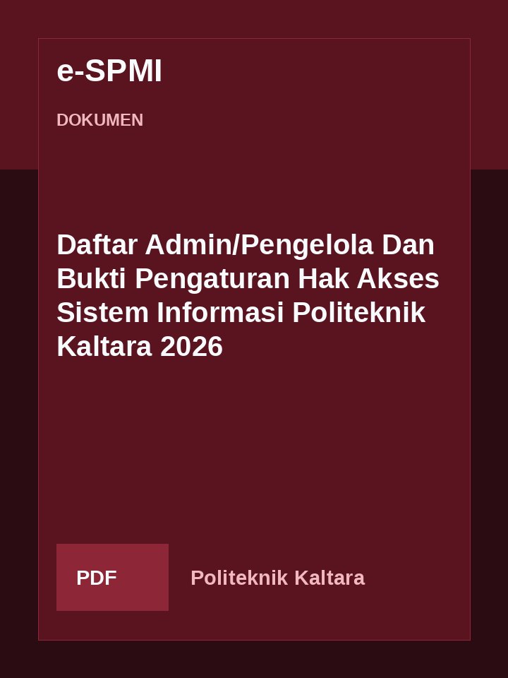 Cover Daftar Admin/Pengelola Dan Bukti Pengaturan Hak Akses Sistem Informasi Politeknik Kaltara 2026