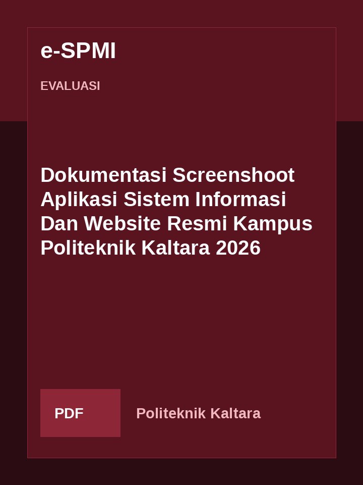 Cover Dokumentasi Screenshoot Aplikasi Sistem Informasi Dan Website Resmi Kampus Politeknik Kaltara 2026