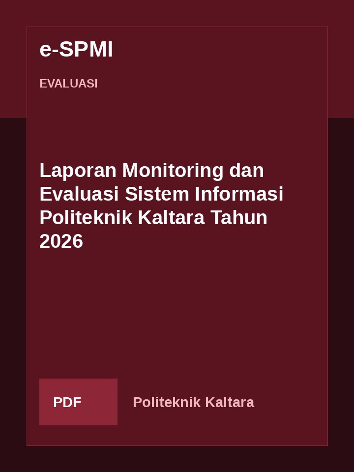 Cover Laporan Monitoring dan Evaluasi Sistem Informasi Politeknik Kaltara Tahun 2026