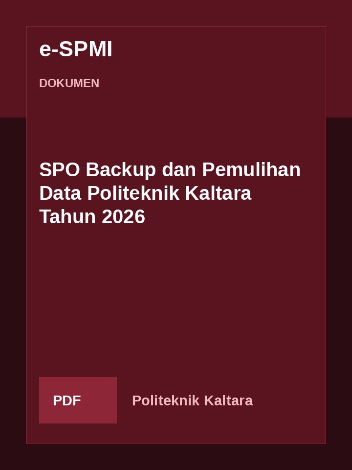 Cover SPO Backup dan Pemulihan Data Politeknik Kaltara Tahun 2026