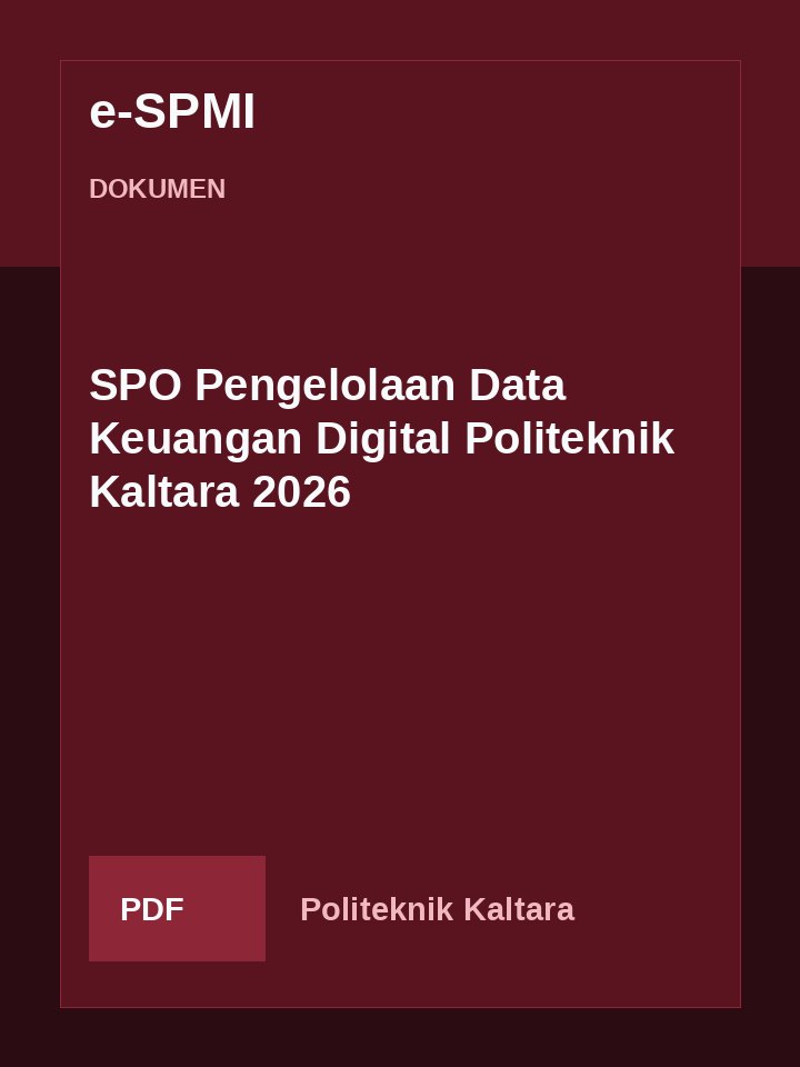 Cover SPO Pengelolaan Data Keuangan Digital Politeknik Kaltara 2026