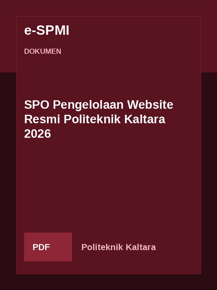 Cover SPO Pengelolaan Website Resmi Politeknik Kaltara 2026