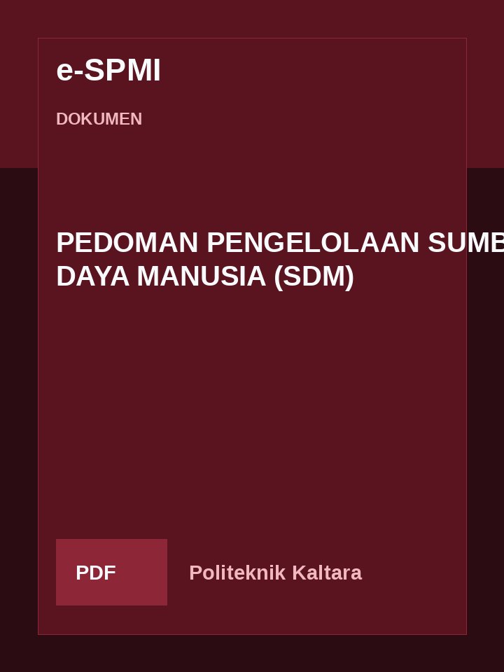Cover PEDOMAN PENGELOLAAN SUMBER DAYA MANUSIA (SDM)