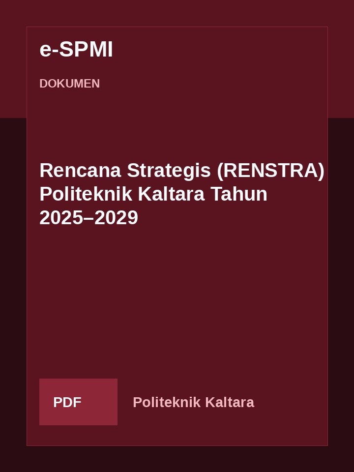 Cover Rencana Strategis (RENSTRA) Politeknik Kaltara Tahun 2025–2029