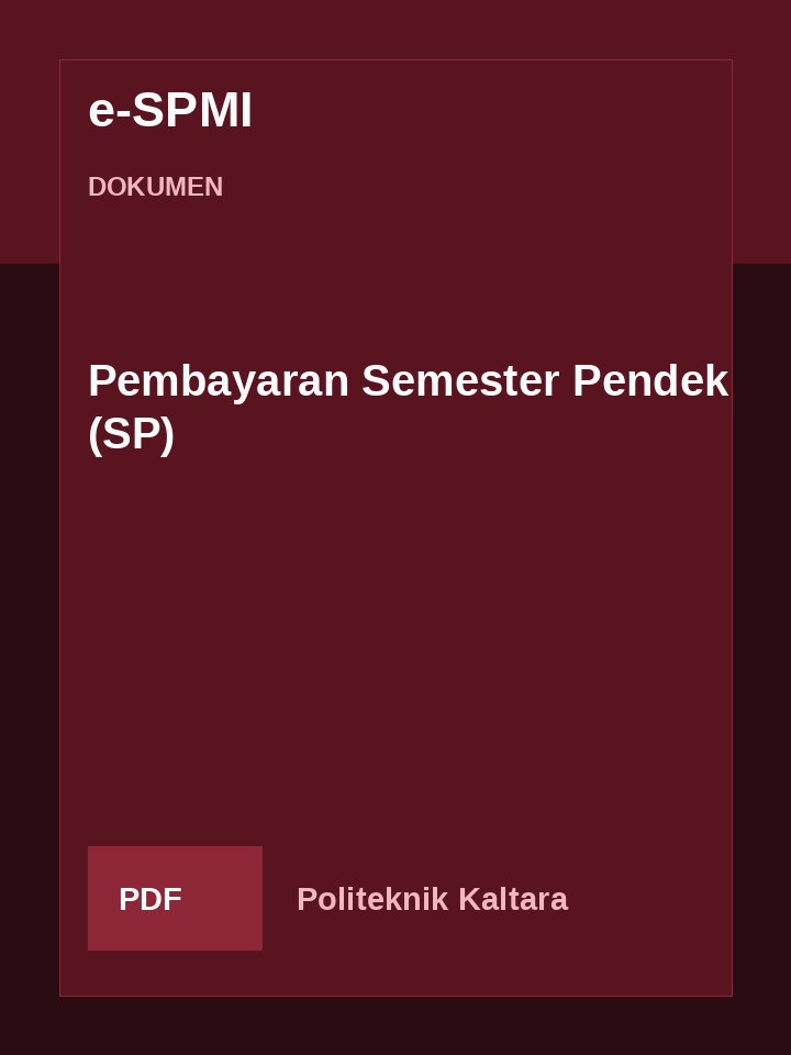 Cover Pembayaran Semester Pendek (SP)