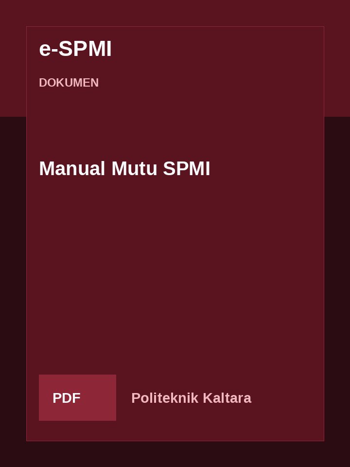 Cover Manual Mutu SPMI