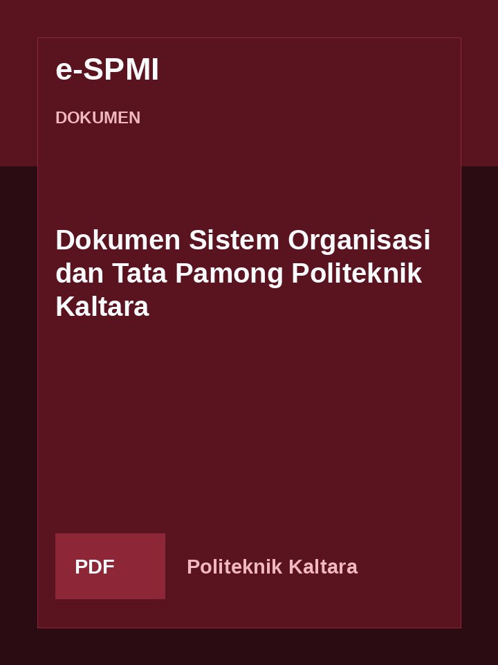 Cover Dokumen Sistem Organisasi dan Tata Pamong Politeknik Kaltara