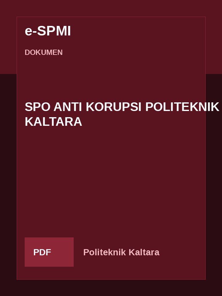 Cover SPO ANTI KORUPSI POLITEKNIK KALTARA