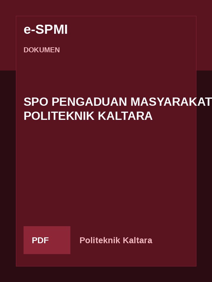 Cover SPO PENGADUAN MASYARAKAT POLITEKNIK KALTARA