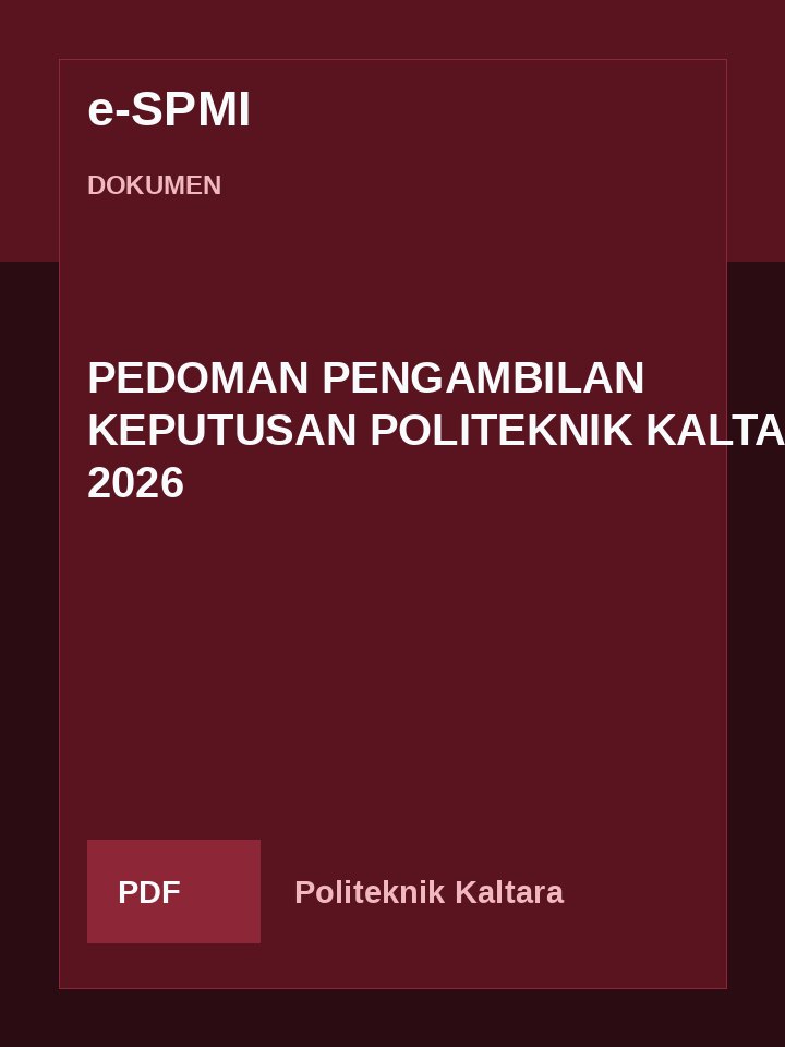 Cover PEDOMAN PENGAMBILAN KEPUTUSAN POLITEKNIK KALTARA 2026