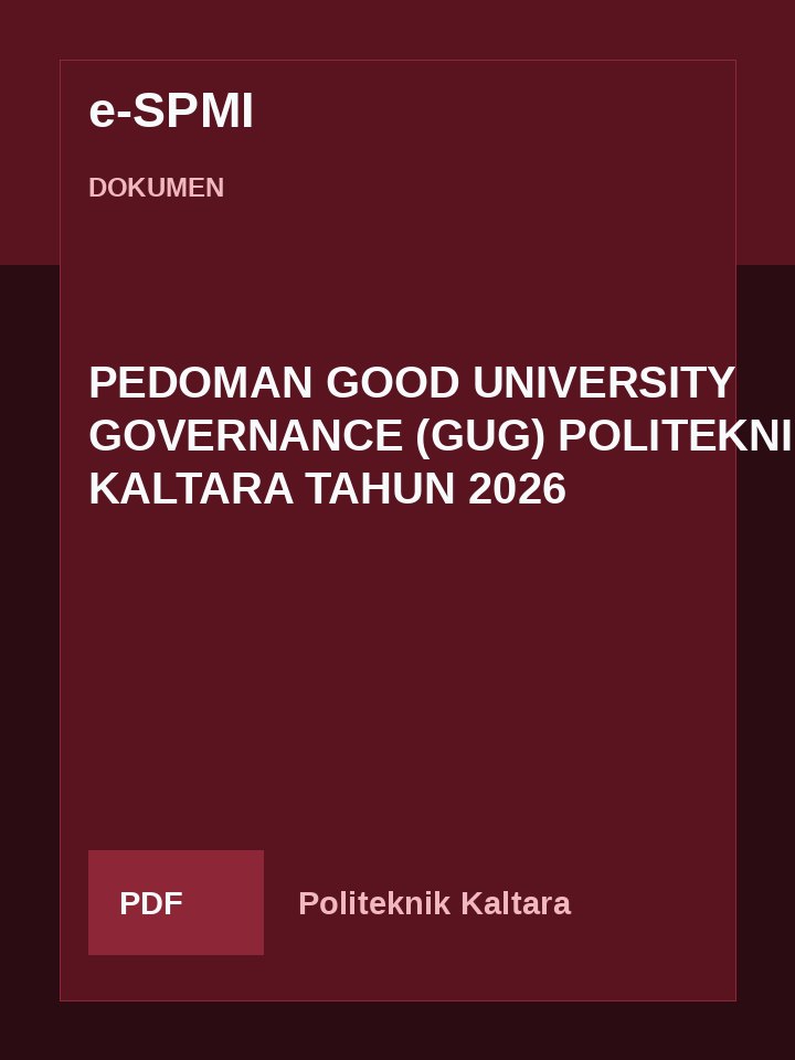 Cover PEDOMAN GOOD UNIVERSITY GOVERNANCE (GUG) POLITEKNIK KALTARA TAHUN 2026
