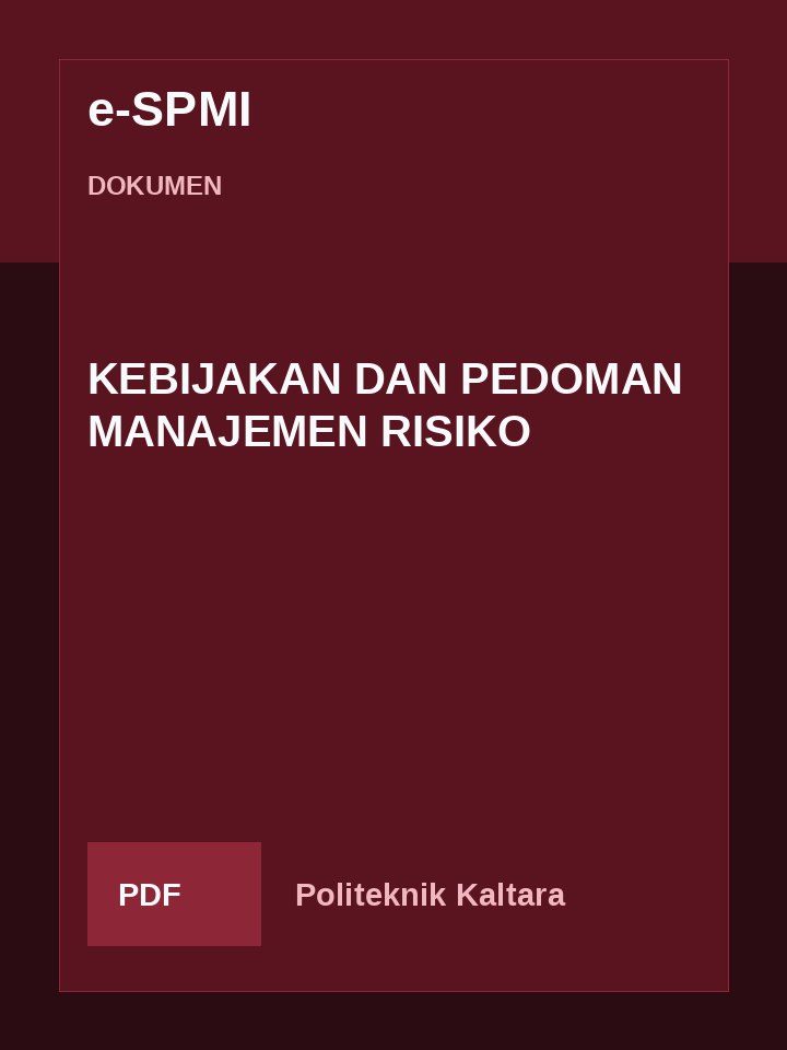 Cover KEBIJAKAN DAN PEDOMAN MANAJEMEN RISIKO