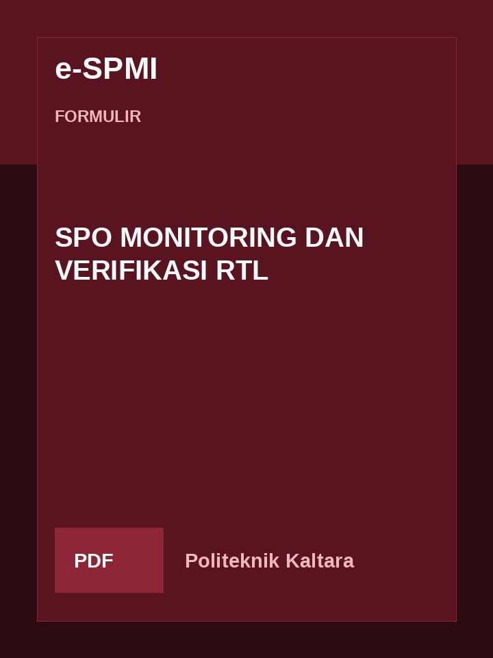 Cover SPO MONITORING DAN VERIFIKASI RTL
