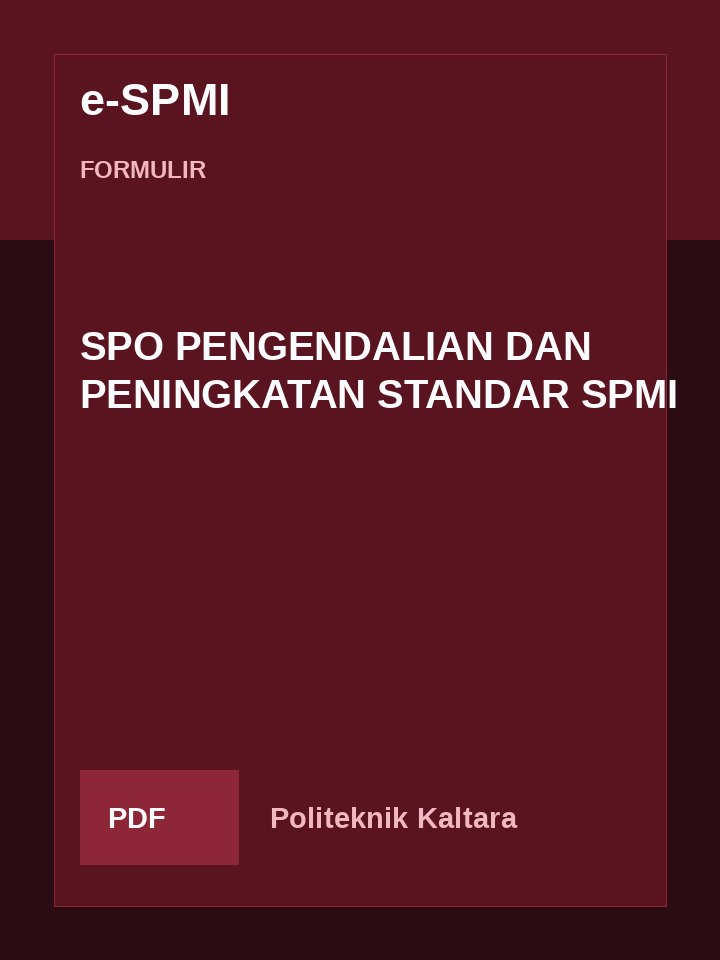 Cover SPO PENGENDALIAN DAN PENINGKATAN STANDAR SPMI