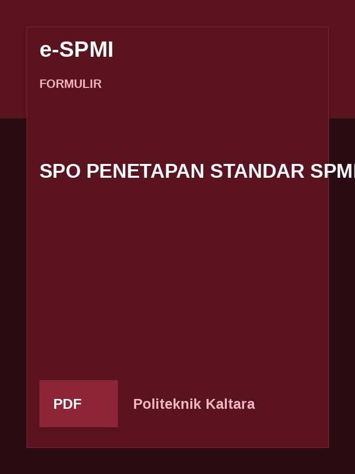 Cover SPO PENETAPAN STANDAR SPMI