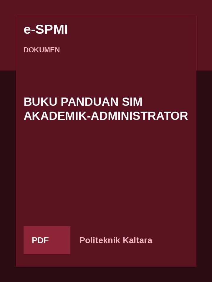 Cover BUKU PANDUAN SIM AKADEMIK-ADMINISTRATOR