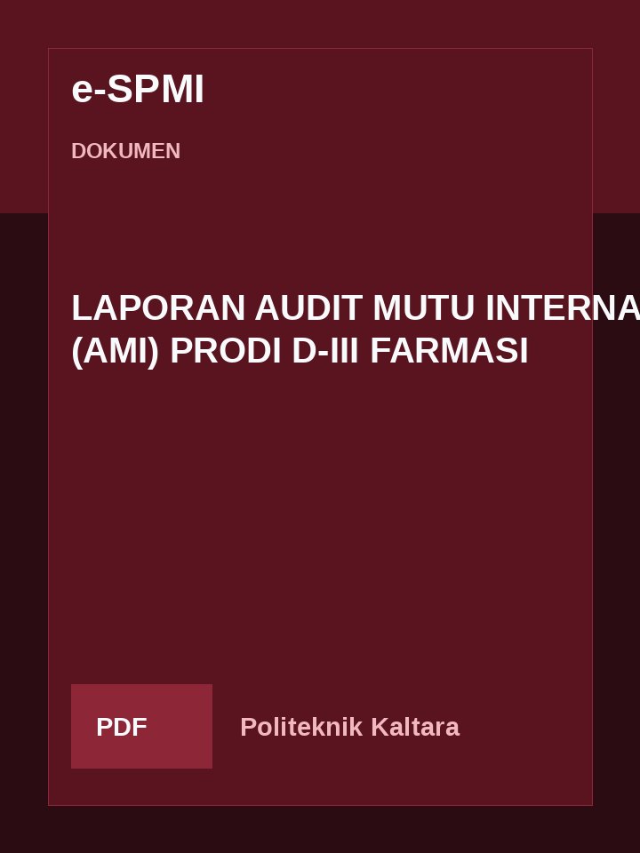 Cover LAPORAN AUDIT MUTU INTERNAL (AMI) PRODI D-III FARMASI