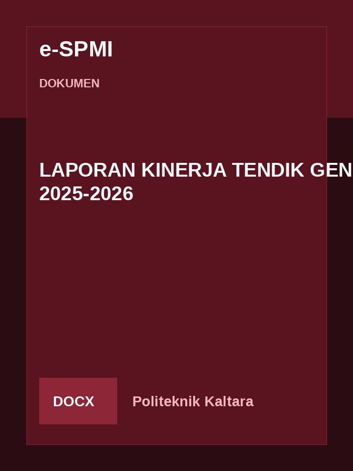 Cover LAPORAN KINERJA TENDIK GENAP 2025-2026