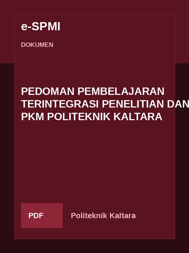 Cover PEDOMAN PEMBELAJARAN TERINTEGRASI PENELITIAN DAN PKM POLITEKNIK KALTARA